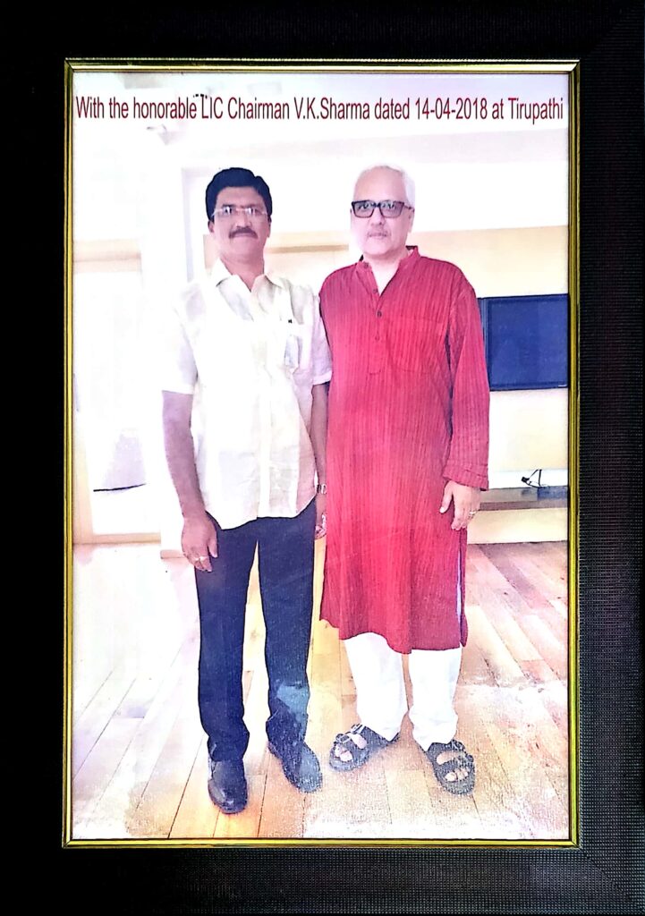 With Honorable LIC Chairman V.K.Sharma Garu on 14.04.2018 at Tirupathi